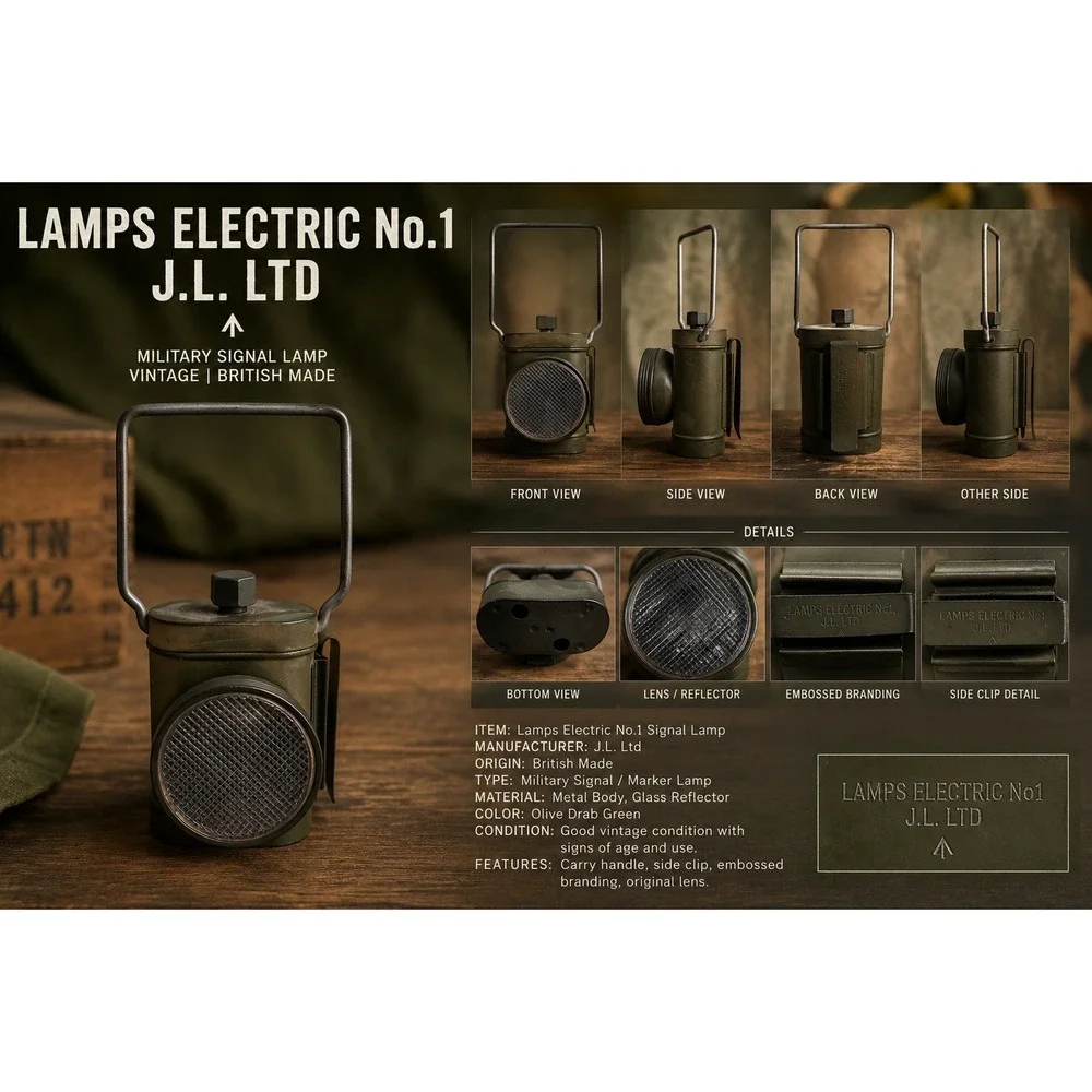 VTG Lamps‎ Electric No1 J.L. LTD British Military Signal Flashlight Olive Drab